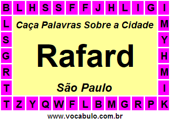 Caça Palavras Sobre a Cidade Rafard do Estado São Paulo