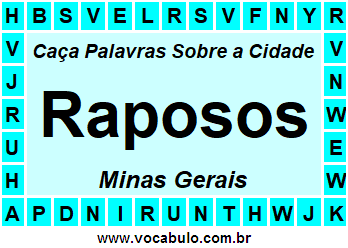 Caça Palavras Sobre a Cidade Raposos do Estado Minas Gerais