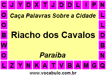 Caça Palavras Sobre a Cidade Paraibana Riacho dos Cavalos