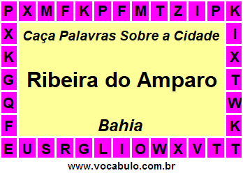 Caça Palavras Sobre a Cidade Baiana Ribeira do Amparo