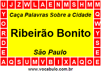 Caça Palavras Sobre a Cidade Paulista Ribeirão Bonito