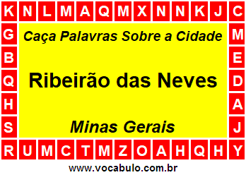 Caça Palavras Sobre a Cidade Mineira Ribeirão das Neves