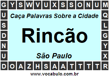 Caça Palavras Sobre a Cidade Rincão do Estado São Paulo