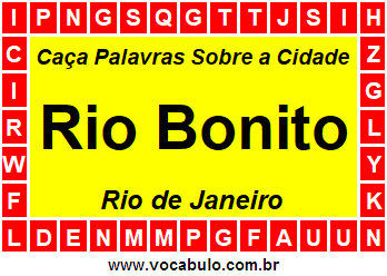 Caça Palavras Sobre a Cidade Rio Bonito do Estado Rio de Janeiro