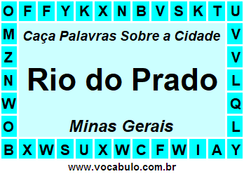 Caça Palavras Sobre a Cidade Rio do Prado do Estado Minas Gerais
