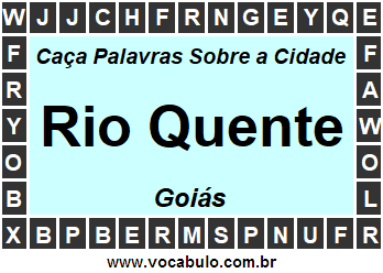Caça Palavras Sobre a Cidade Rio Quente do Estado Goiás