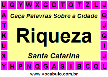 Caça Palavras Sobre a Cidade Riqueza do Estado Santa Catarina
