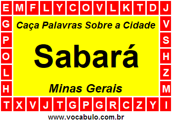 Caça Palavras Sobre a Cidade Sabará do Estado Minas Gerais
