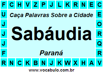 Caça Palavras Sobre a Cidade Sabáudia do Estado Paraná