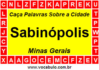 Caça Palavras Sobre a Cidade Mineira Sabinópolis