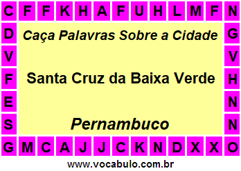 Caça Palavras Sobre a Cidade Pernambucana Santa Cruz da Baixa Verde