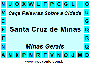 Caça Palavras Sobre a Cidade Mineira Santa Cruz de Minas