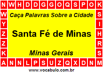 Caça Palavras Sobre a Cidade Mineira Santa Fé de Minas