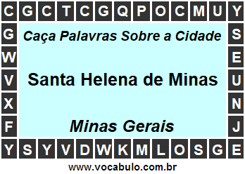 Caça Palavras Sobre a Cidade Santa Helena de Minas do Estado Minas Gerais