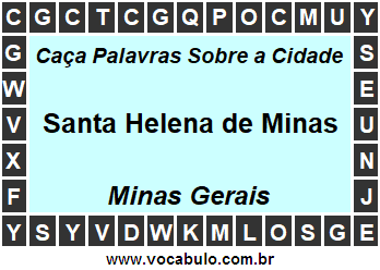 Caça Palavras Sobre a Cidade Mineira Santa Helena de Minas