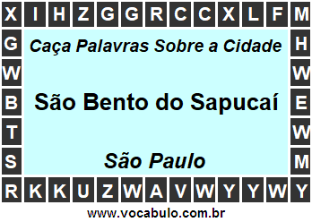 Caça Palavras Sobre a Cidade Paulista São Bento do Sapucaí