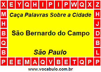 Caça Palavras Sobre a Cidade São Bernardo do Campo do Estado São Paulo