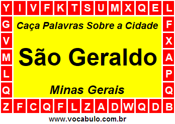 Caça Palavras Sobre a Cidade São Geraldo do Estado Minas Gerais