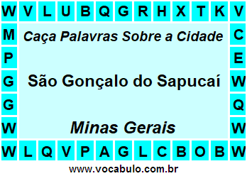 Caça Palavras Sobre a Cidade Mineira São Gonçalo do Sapucaí