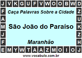 Caça Palavras Sobre a Cidade Maranhense São João do Paraíso