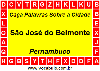 Caça Palavras Sobre a Cidade Pernambucana São José do Belmonte