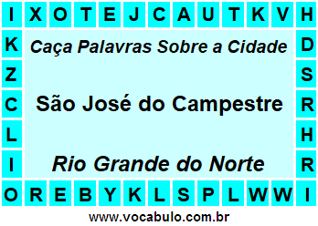 Caça Palavras Sobre a Cidade Norte Rio Grandense São José do Campestre