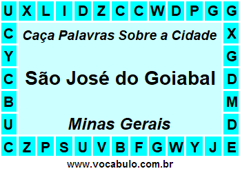 Caça Palavras Sobre a Cidade São José do Goiabal do Estado Minas Gerais
