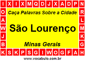 Caça Palavras Sobre a Cidade São Lourenço do Estado Minas Gerais