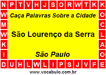 Caça Palavras Sobre a Cidade Paulista São Lourenço da Serra