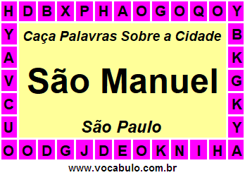 Caça Palavras Sobre a Cidade Paulista São Manuel