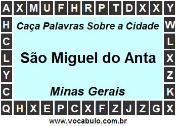 Caça Palavras Sobre a Cidade Mineira São Miguel do Anta