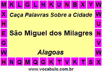 Caça Palavras Sobre a Cidade Alagoana São Miguel dos Milagres