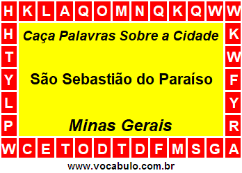 Caça Palavras Sobre a Cidade Mineira São Sebastião do Paraíso