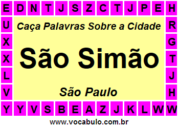 Caça Palavras Sobre a Cidade Paulista São Simão