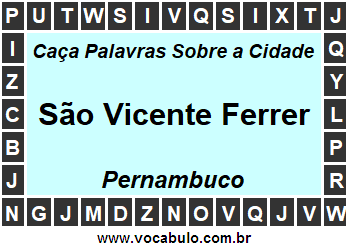 Caça Palavras Sobre a Cidade São Vicente Ferrer do Estado Pernambuco