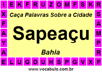 Caça Palavras Sobre a Cidade Baiana Sapeaçu