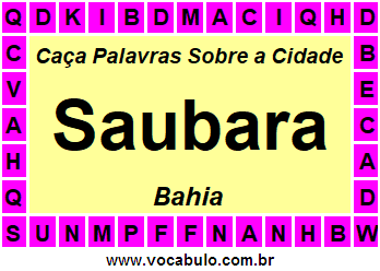 Caça Palavras Sobre a Cidade Saubara do Estado Bahia