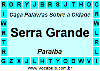 Caça Palavras Sobre a Cidade Paraibana Serra Grande