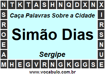 Caça Palavras Sobre a Cidade Simão Dias do Estado Sergipe