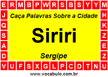 Caça Palavras Sobre a Cidade Sergipana Siriri