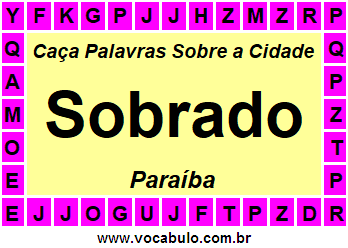 Caça Palavras Sobre a Cidade Sobrado do Estado Paraíba