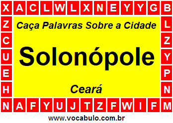 Caça Palavras Sobre a Cidade Solonópole do Estado Ceará