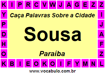 Caça Palavras Sobre a Cidade Paraibana Sousa