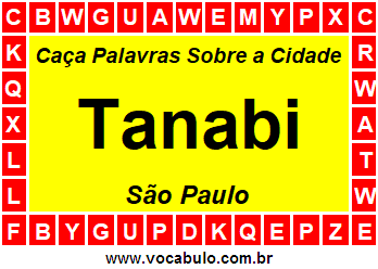 Caça Palavras Sobre a Cidade Tanabi do Estado São Paulo