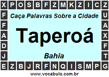 Caça Palavras Sobre a Cidade Baiana Taperoá