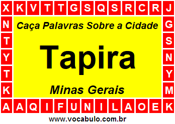Caça Palavras Sobre a Cidade Tapira do Estado Minas Gerais