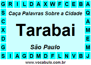 Caça Palavras Sobre a Cidade Paulista Tarabai