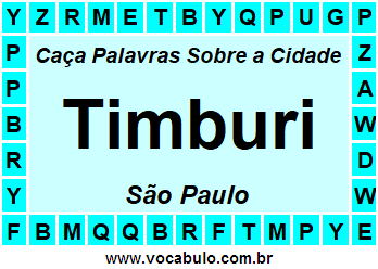Caça Palavras Sobre a Cidade Timburi do Estado São Paulo