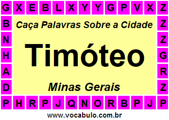 Caça Palavras Sobre a Cidade Timóteo do Estado Minas Gerais