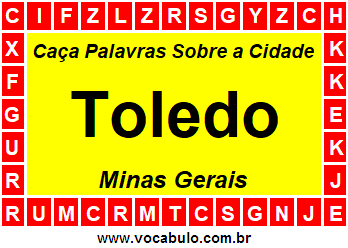 Caça Palavras Sobre a Cidade Mineira Toledo